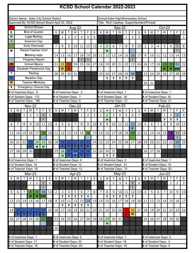 Kake City School District Calendar 2024-2025